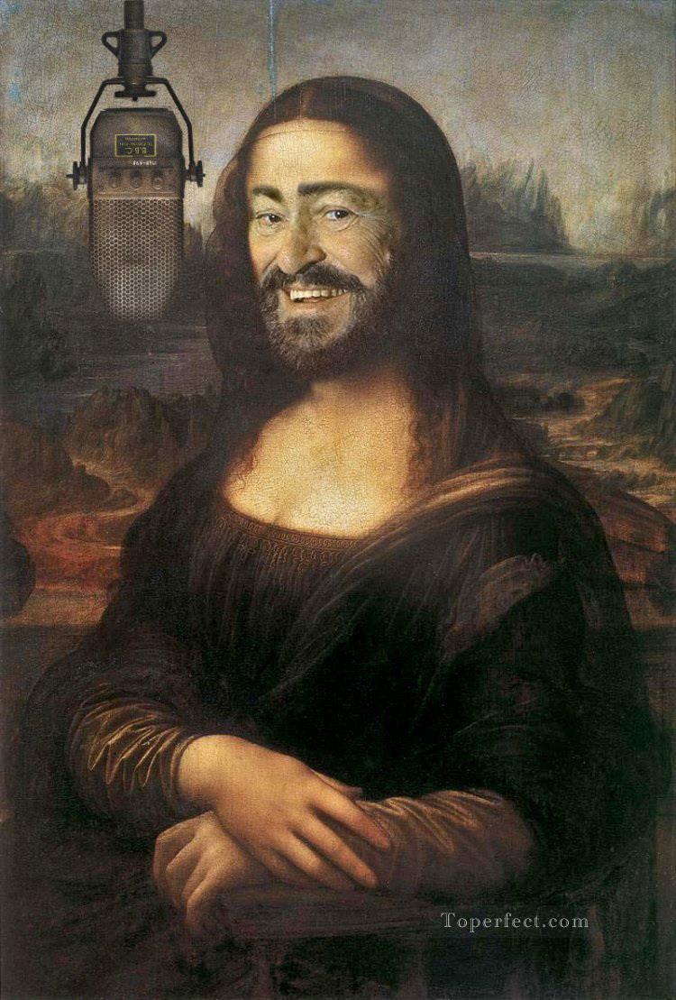 Mona Lisa Pavarotti fantaisie Peintures à l'huile